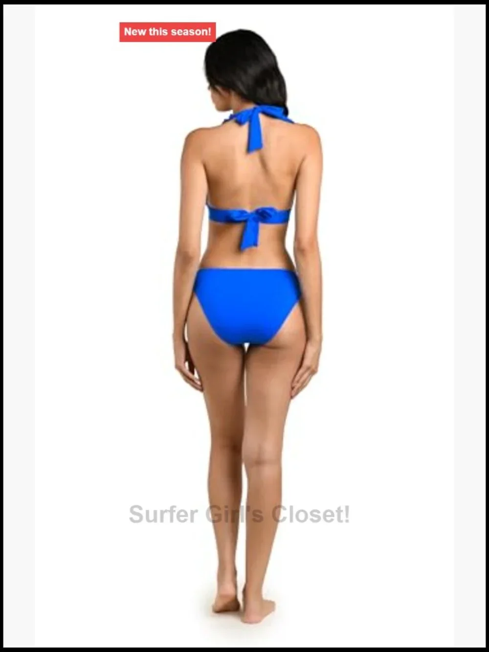 V-Neck Halter Bikini Top with Adjustable Straps and Removable Cups